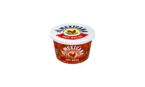 A tub of La Mexican salsa